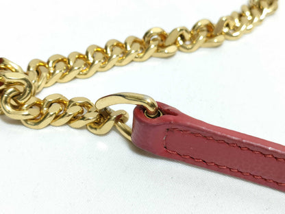 SAINT LAURENT Yves Saint Laurent Envelope Wallet on Chain in Red Quilted Grain de Poudre Leather with Gold GNC 393953 1118 Shoulder Bag