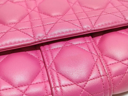 Dior Dior Medium Miss Dior Fuchsia Cannage Lambskin Leather Gold Shoulder Bag 18-MA-0142