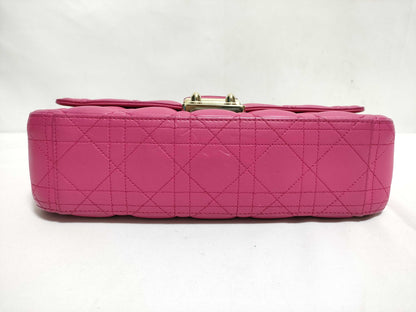 Dior Dior Medium Miss Dior Fuchsia Cannage Lambskin Leather Gold Shoulder Bag 18-MA-0142