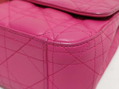 Dior Dior Medium Miss Dior Fuchsia Cannage Lambskin Leather Gold Shoulder Bag 18-MA-0142