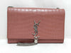 SAINT LAURENT Yves Saint Laurent Medium Tassel Kate Shoulder Bag in Peach Crocodile-Embossed Leather and Silver 