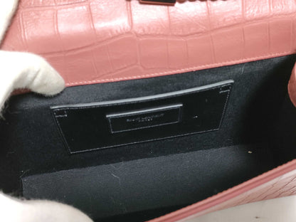 SAINT LAURENT Yves Saint Laurent Medium Tassel Kate Shoulder Bag in Peach Crocodile-Embossed Leather and Silver 