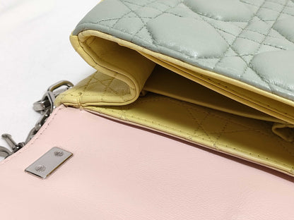 Dior Miss Dior Beige Cannage Lambskin Leather Silver Shoulder Bag 18-MA-0133