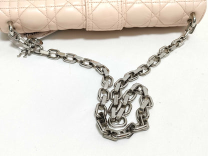 Dior Miss Dior Beige Cannage Lambskin Leather Silver Shoulder Bag 18-MA-0133