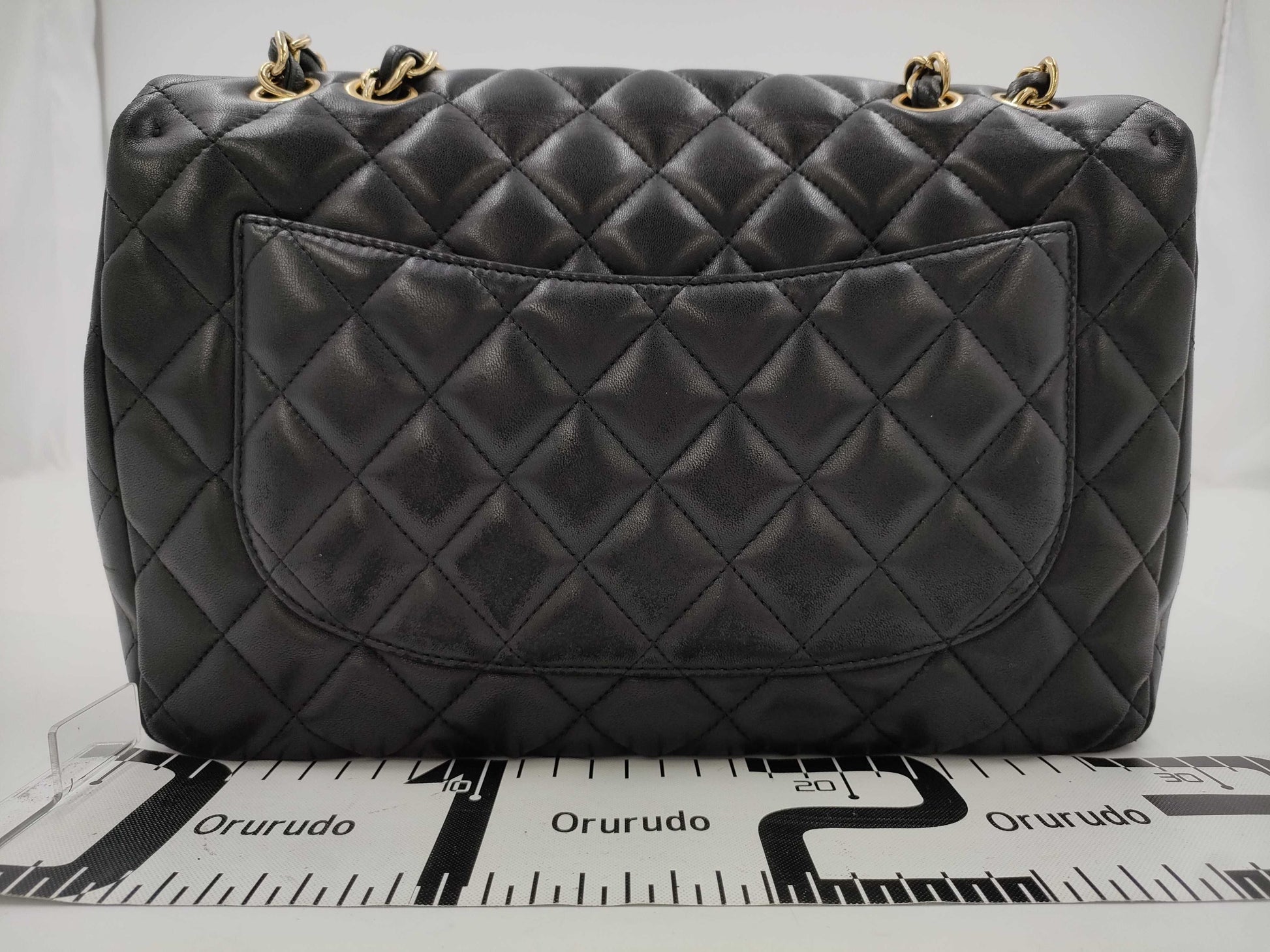 CHANEL Jumbo Classic Single Flap Shoulder Bag in Black Quilted Lambskin Leather with Gold Finish 