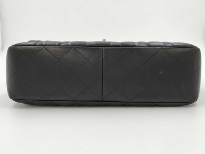 CHANEL Jumbo Classic Single Flap Shoulder Bag in Black Quilted Lambskin Leather with Gold Finish 