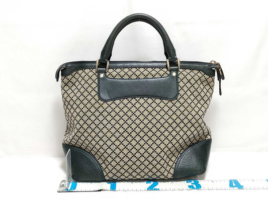 GUCCI Large Catherine Satchel Bag in Beige/Black with Diamante Canvas and Gold, 247283 002123, Handbag