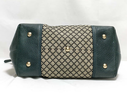 GUCCI Large Catherine Satchel Bag in Beige/Black with Diamante Canvas and Gold, 247283 002123, Handbag