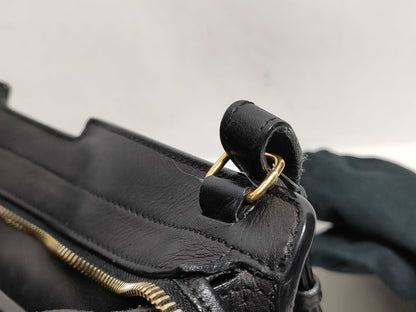 SAINT LAURENT Yves Saint Laurent Small Monogram Cabas Handbag in Black Calfskin Leather and Gold 