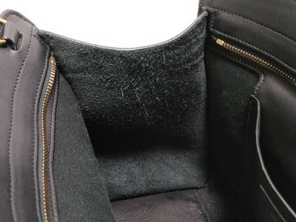 SAINT LAURENT Yves Saint Laurent Small Monogram Cabas Handbag in Black Calfskin Leather and Gold 