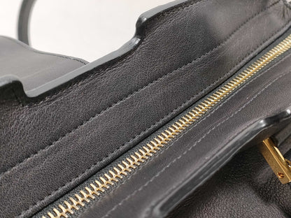 SAINT LAURENT Yves Saint Laurent Small Monogram Cabas Handbag in Black Calfskin Leather and Gold 