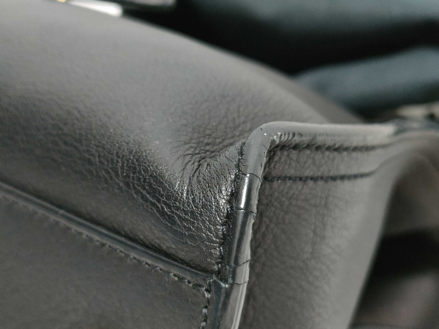 SAINT LAURENT Yves Saint Laurent Small Monogram Cabas Handbag in Black Calfskin Leather and Gold 