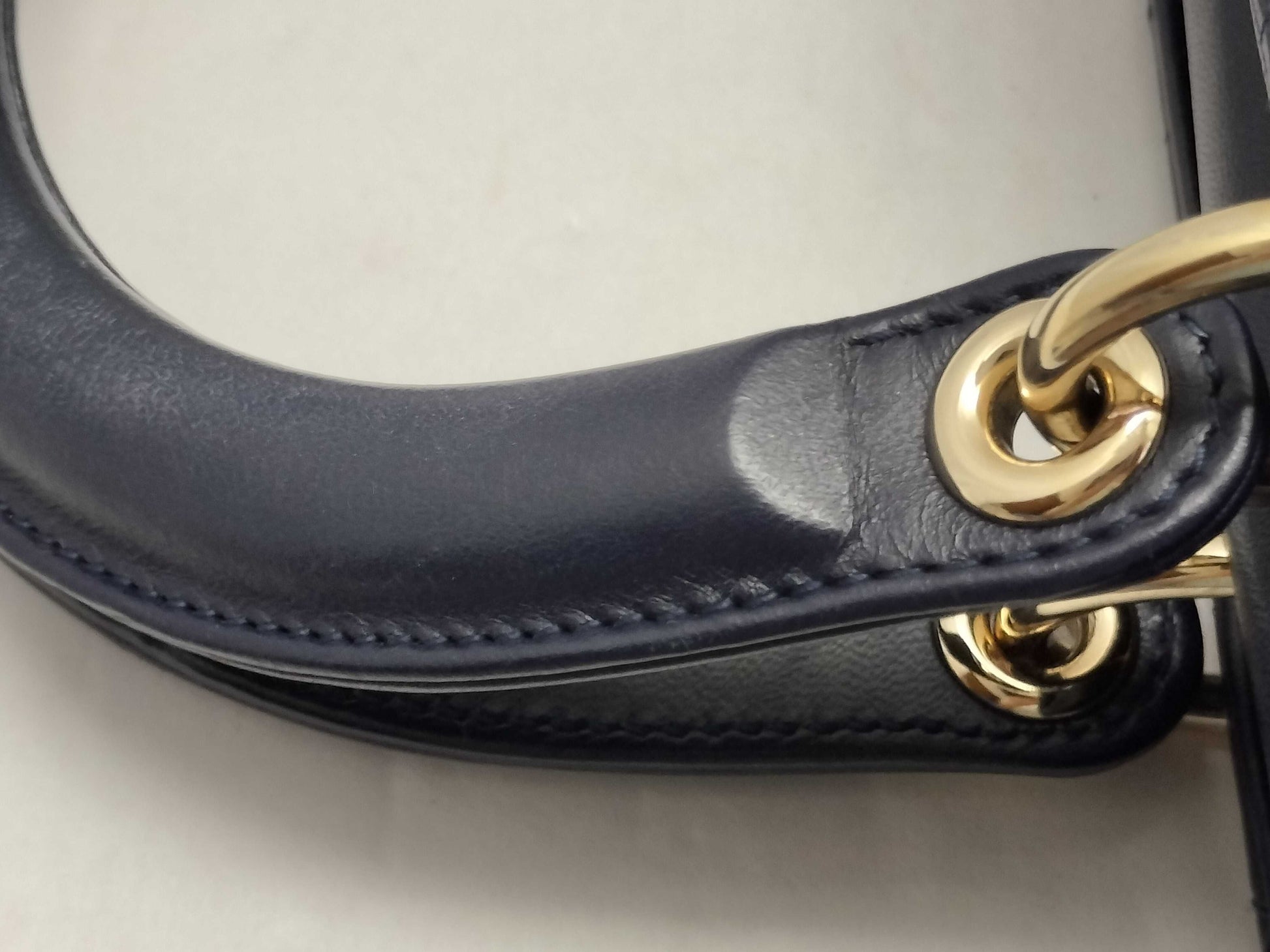 Dior Lady Dior Large Two-Tone Flap Handbag in Navy/Indigo Cannage Lambskin Leather with Gold Hardware 09-BO-1108