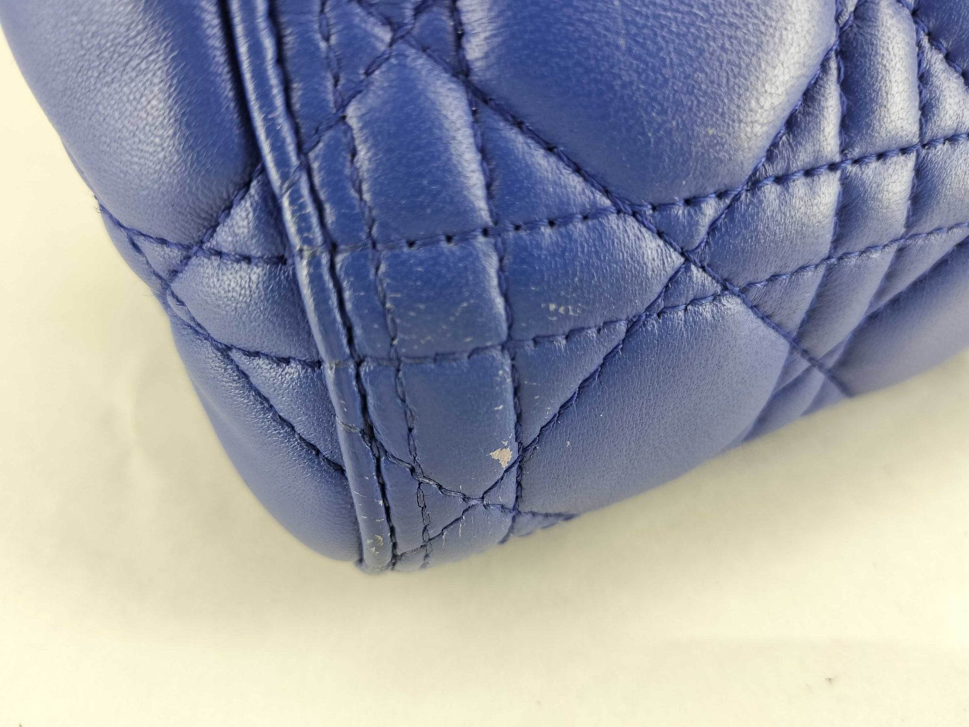 Dior Lady Dior Large Zip Handbag in Blue Cannage Lambskin Leather and Silver, 18-MA-0123