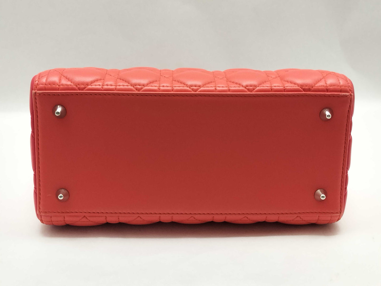 Dior Lady Dior Medium Tricolore Lady Dior Zip Handbag in Orange/Fuchsia/Red Cannage Lambskin Leather with Silver 15-BO-0133