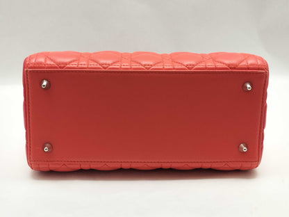 Dior Lady Dior Medium Tricolore Lady Dior Zip Handbag in Orange/Fuchsia/Red Cannage Lambskin Leather with Silver 15-BO-0133