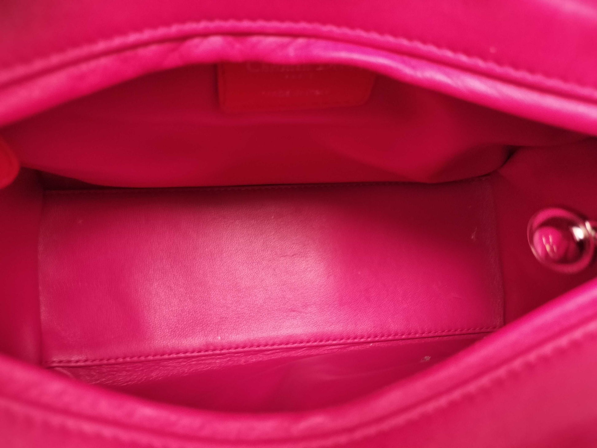 Dior Lady Dior Medium Tricolore Lady Dior Zip Handbag in Orange/Fuchsia/Red Cannage Lambskin Leather with Silver 15-BO-0133