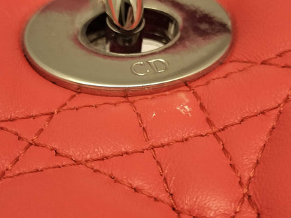 Dior Lady Dior Medium Tricolore Lady Dior Zip Handbag in Orange/Fuchsia/Red Cannage Lambskin Leather with Silver 15-BO-0133