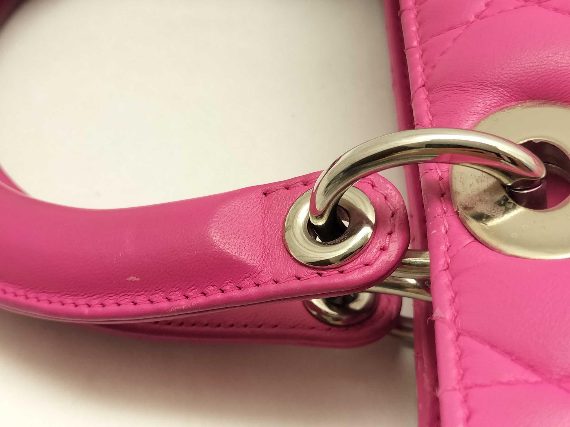 Dior Lady Dior Medium Zip Handbag in Fuchsia Cannage Lambskin Leather and Silver, 16-BO-1112