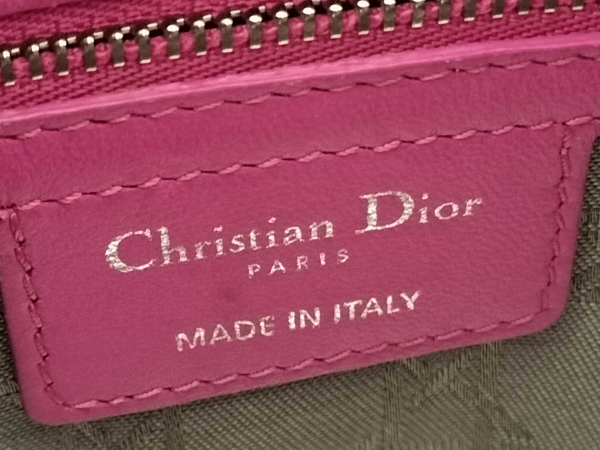 Dior Lady Dior Medium Zip Handbag in Fuchsia Cannage Lambskin Leather and Silver, 16-BO-1112