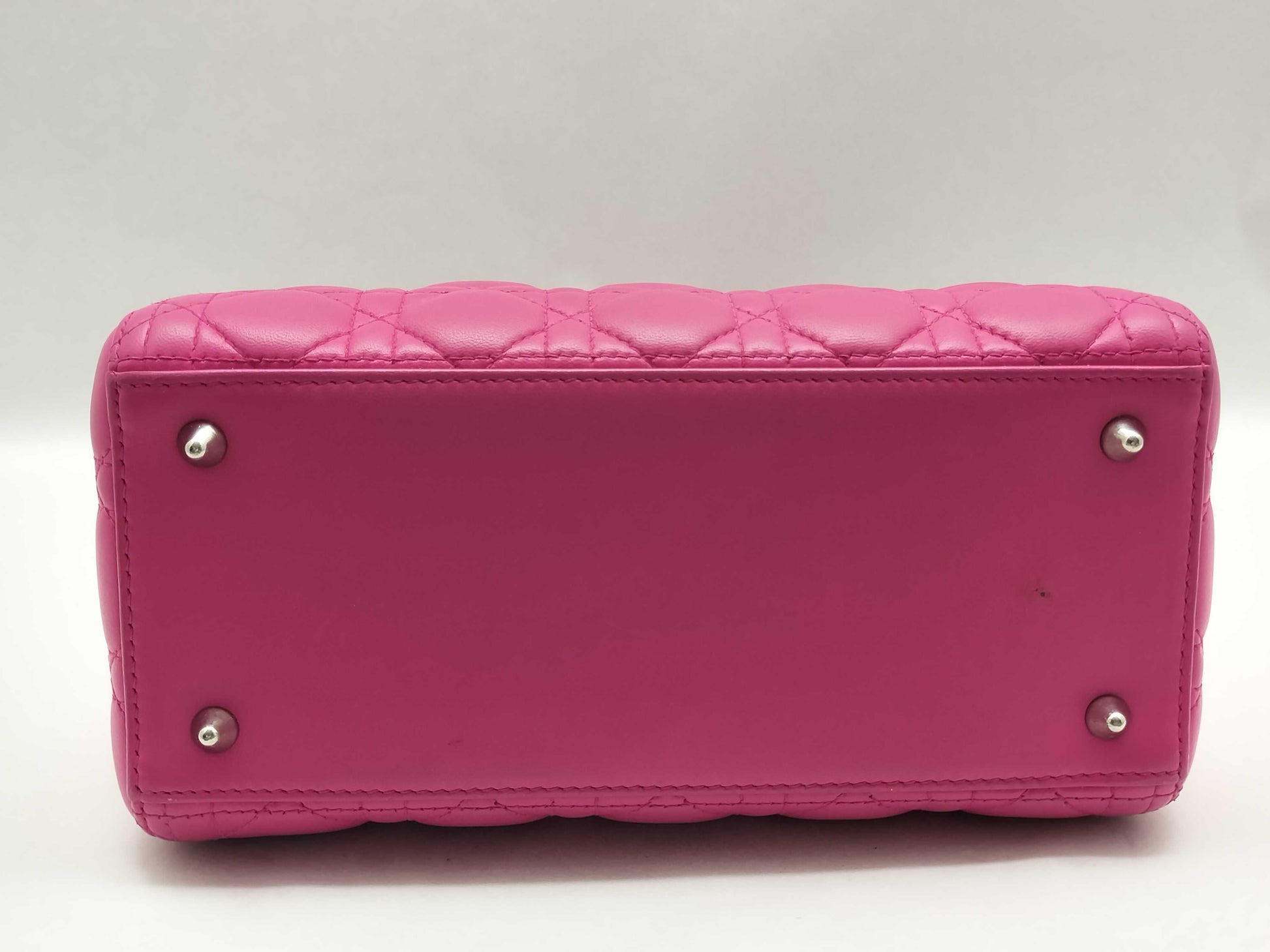 Dior Lady Dior Medium Zip Handbag in Fuchsia Cannage Lambskin Leather and Silver, 16-BO-1112