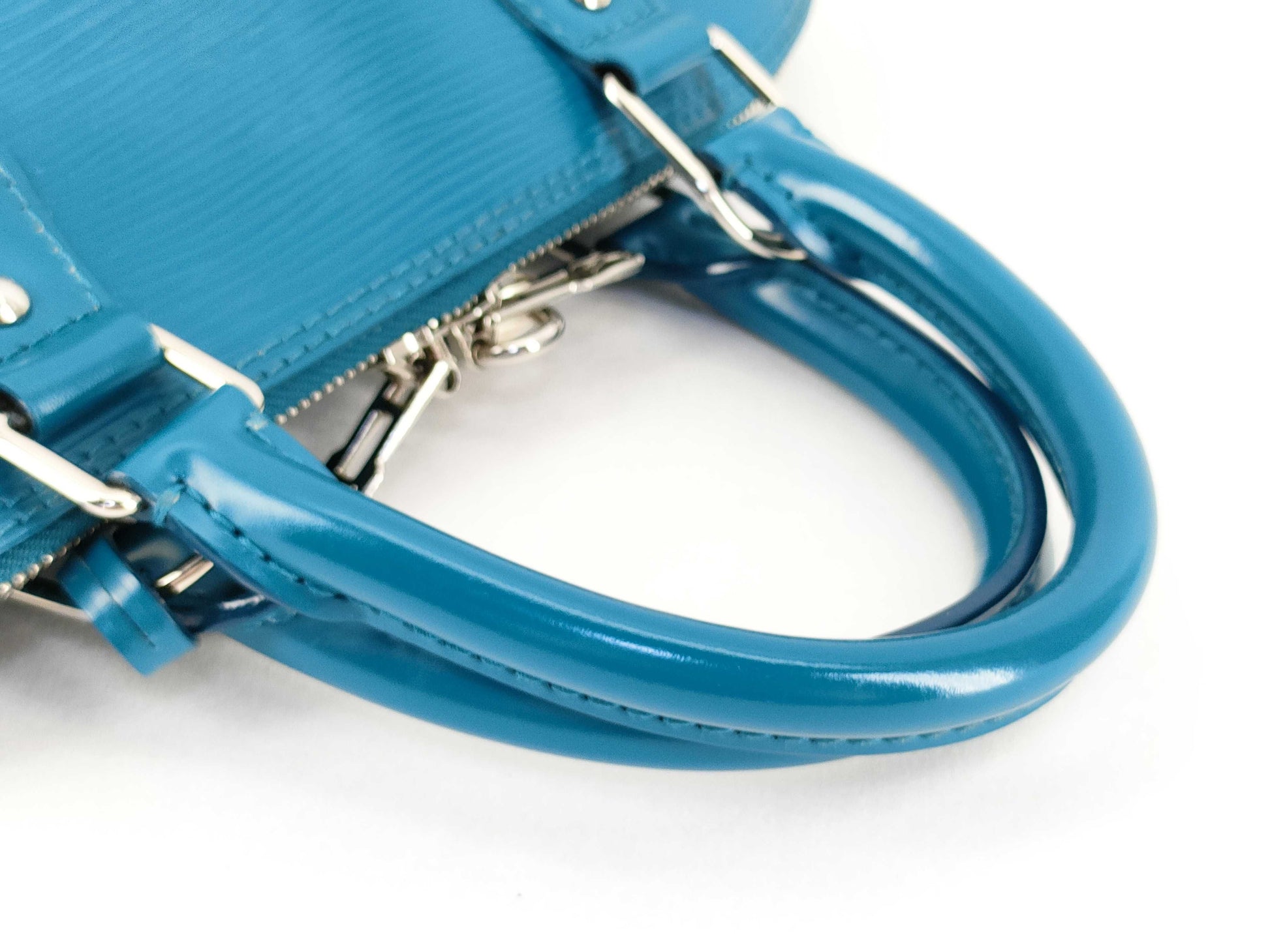 LOUIS VUITTON [Serial Number] RFID Unverifiable FL4183 Louis Vuitton Alma PM Myrtille Blue Epi Leather Handbag with Silver Brass Hardware FL4183