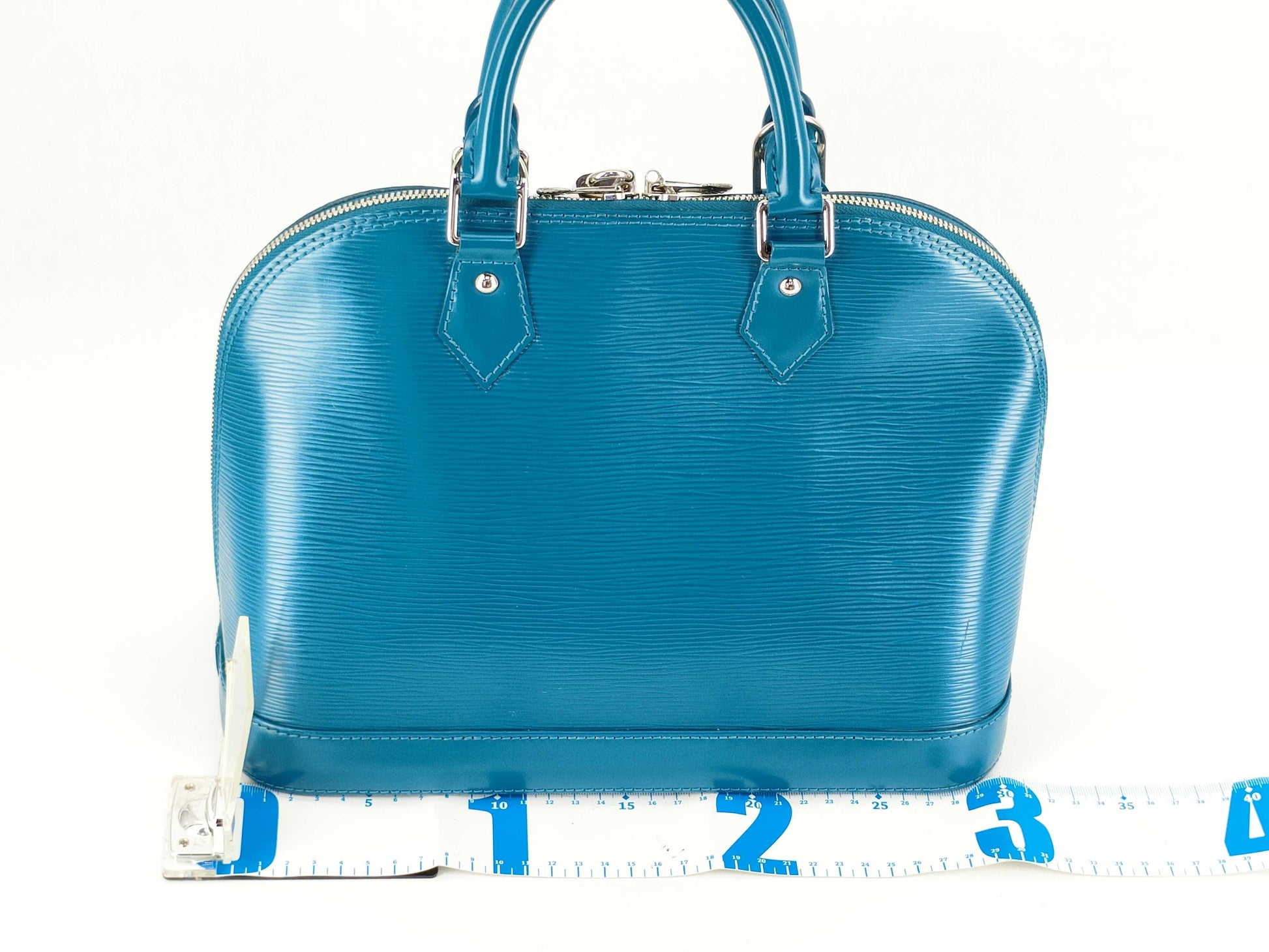 LOUIS VUITTON [Serial Number] RFID Unverifiable FL4183 Louis Vuitton Alma PM Myrtille Blue Epi Leather Handbag with Silver Brass Hardware FL4183
