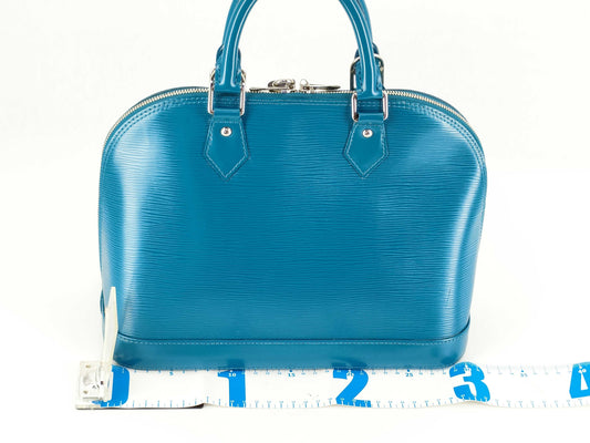 LOUIS VUITTON [Serial Number] RFID Unverifiable FL4183 Louis Vuitton Alma PM Myrtille Blue Epi Leather Handbag with Silver Brass Hardware FL4183