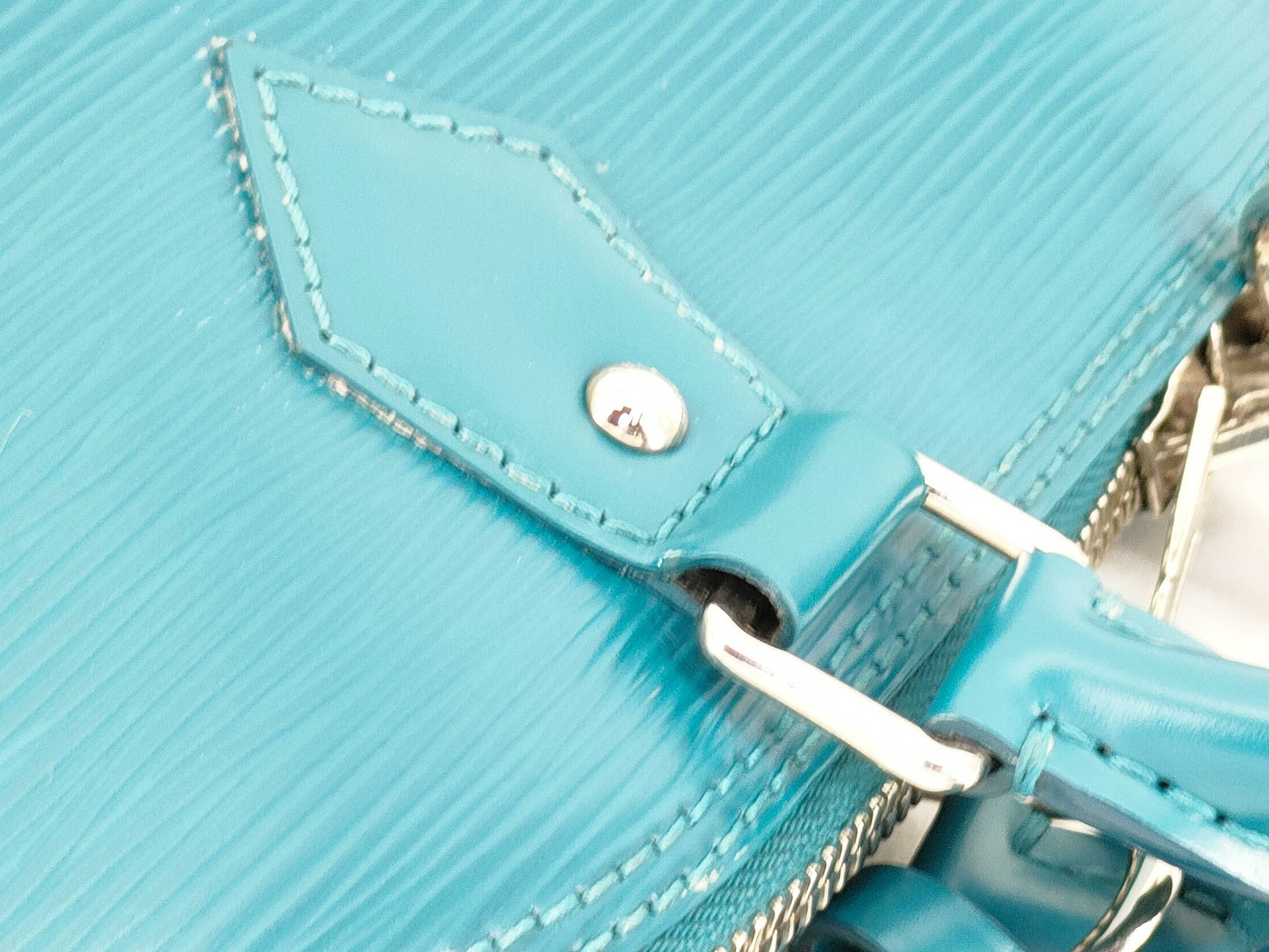 LOUIS VUITTON [Serial Number] RFID Unverifiable FL4183 Louis Vuitton Alma PM Myrtille Blue Epi Leather Handbag with Silver Brass Hardware FL4183
