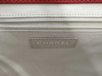 CHANEL CC Frame Chain Tote in Red Quilted Soft Caviar Leather with Silver Hardware, Item Number 17571728 