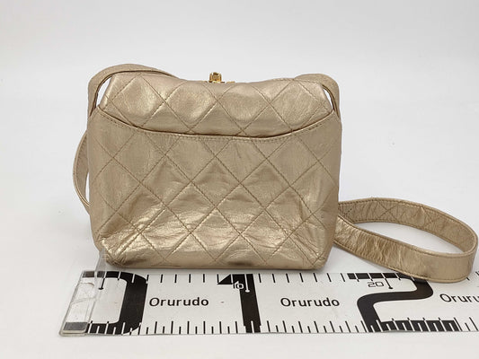 CHANEL Chanel Mini Top CC Turnlock Crossbody Shoulder Bag in Gold Quilted Lambskin Leather with Gold Hardware, 2319825 