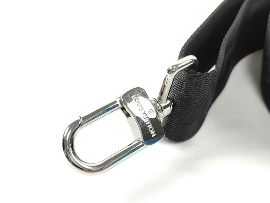 LOUIS VUITTON Louis Vuitton Signature Adjustable Strap, Black/Green, Silver Hardware, 95*4.5*0.5cm Strap