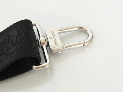 LOUIS VUITTON Louis Vuitton Signature Adjustable Strap, Black/Green, Silver Hardware, 95*4.5*0.5cm Strap
