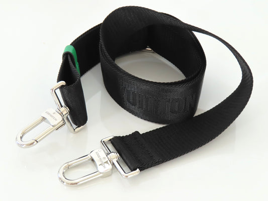 LOUIS VUITTON Louis Vuitton Signature Adjustable Strap, Black/Green, Silver Hardware, 95*4.5*0.5cm Strap