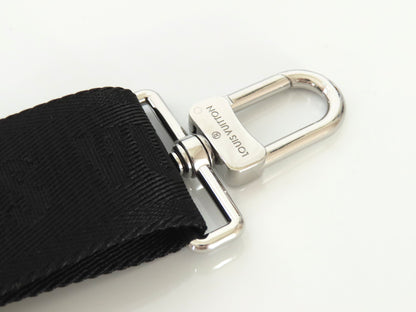 LOUIS VUITTON Louis Vuitton Signature Adjustable Strap, Black/Green, Silver Hardware, 95*4.5*0.5cm Strap