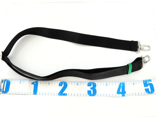 LOUIS VUITTON Louis Vuitton Signature Adjustable Strap, Black/Green, Silver Hardware, 95*4.5*0.5cm Strap