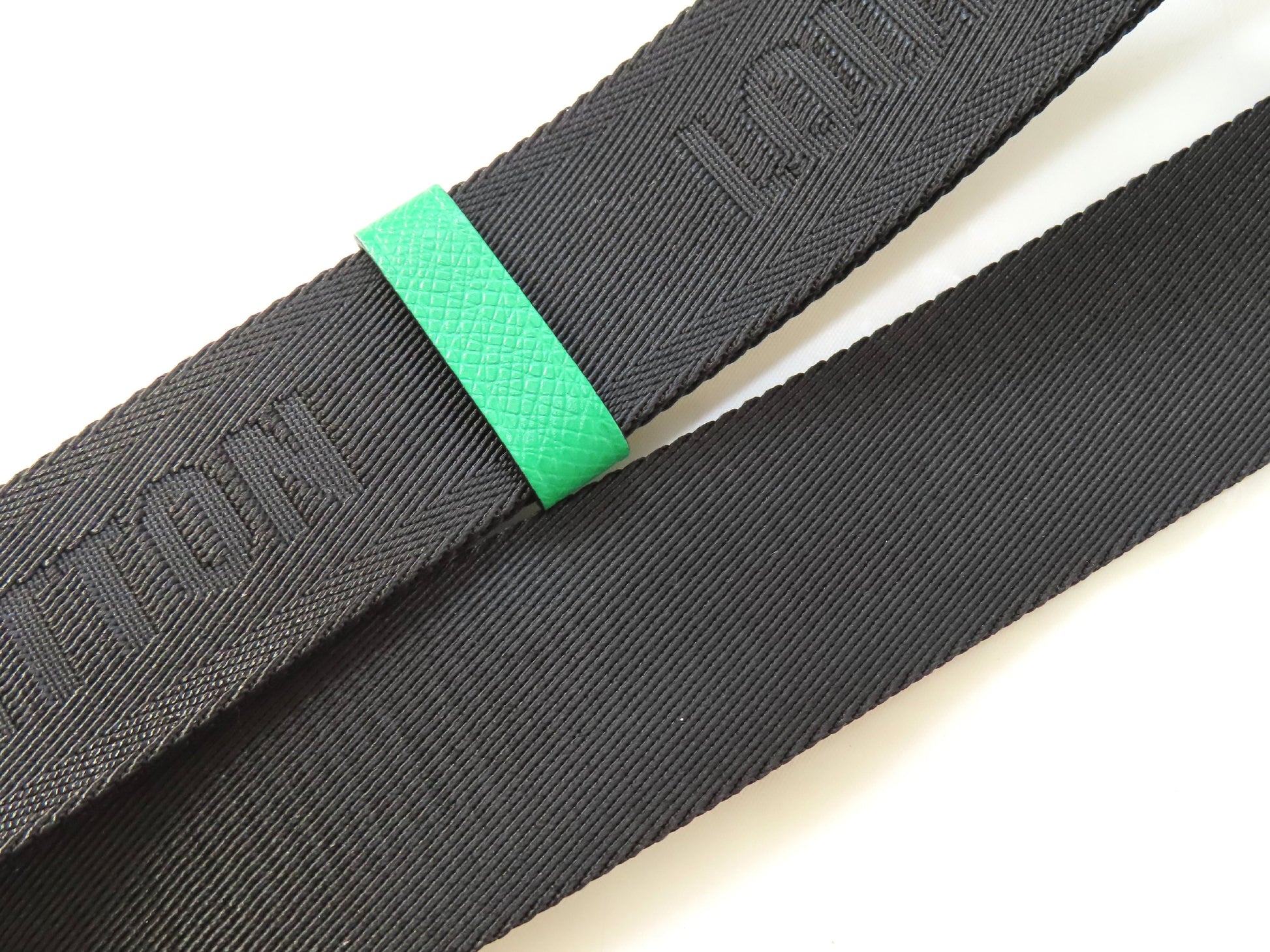 LOUIS VUITTON Louis Vuitton Signature Adjustable Strap, Black/Green, Silver Hardware, 95*4.5*0.5cm Strap