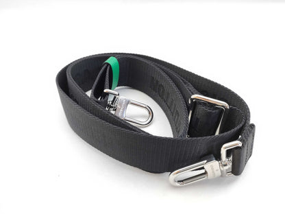 LOUIS VUITTON Louis Vuitton Signature Adjustable Strap, Black/Green, Silver Hardware, 95*4.5*0.5cm Strap
