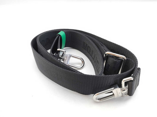 LOUIS VUITTON Louis Vuitton Signature Adjustable Strap, Black/Green, Silver Hardware, 95*4.5*0.5cm Strap