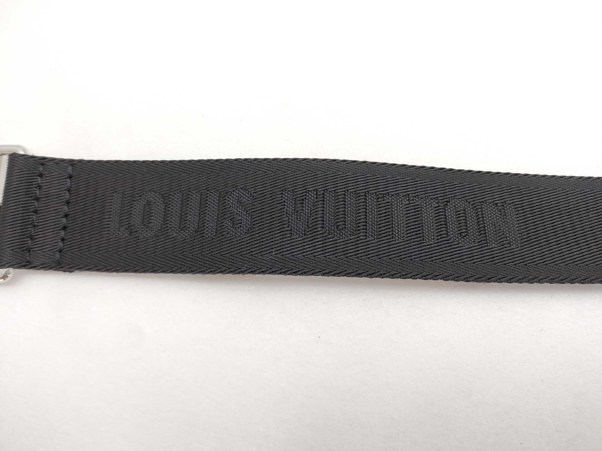 LOUIS VUITTON Louis Vuitton Signature Adjustable Strap, Black/Green, Silver Hardware, 95*4.5*0.5cm Strap