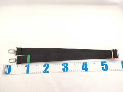 LOUIS VUITTON Louis Vuitton Signature Adjustable Strap, Black/Green, Silver Hardware, 95*4.5*0.5cm Strap