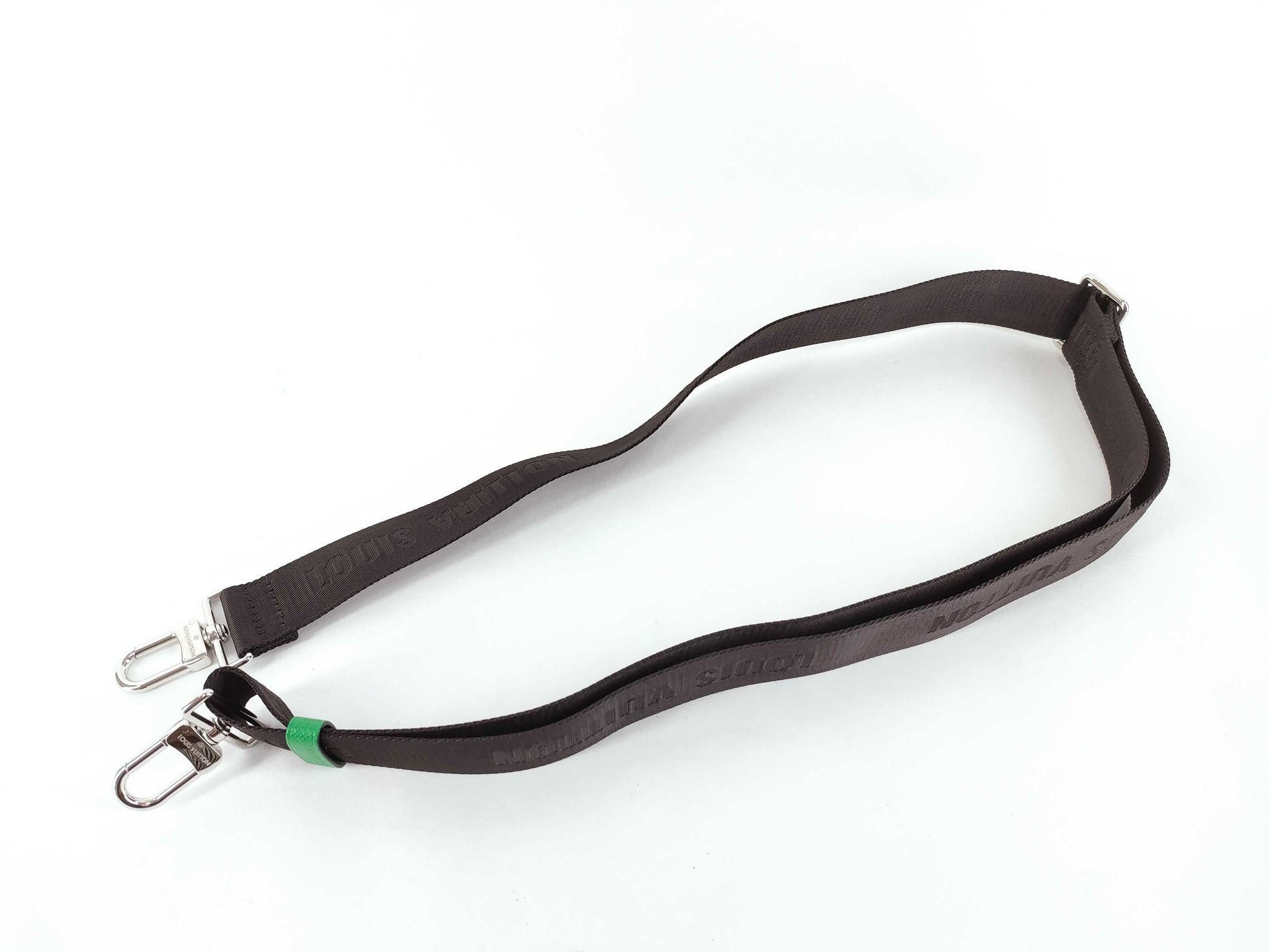 LOUIS VUITTON Louis Vuitton Signature Adjustable Strap Black/Green Silver Hardware 95*4.5*.05cm Other Accessories