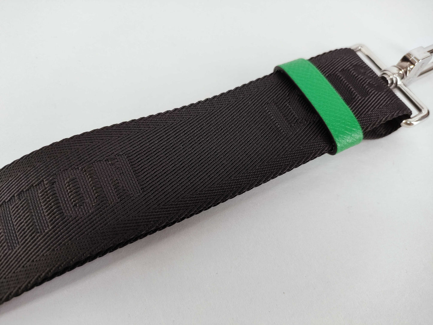 LOUIS VUITTON Louis Vuitton Signature Adjustable Strap Black/Green Silver Hardware 95*4.5*.05cm Other Accessories