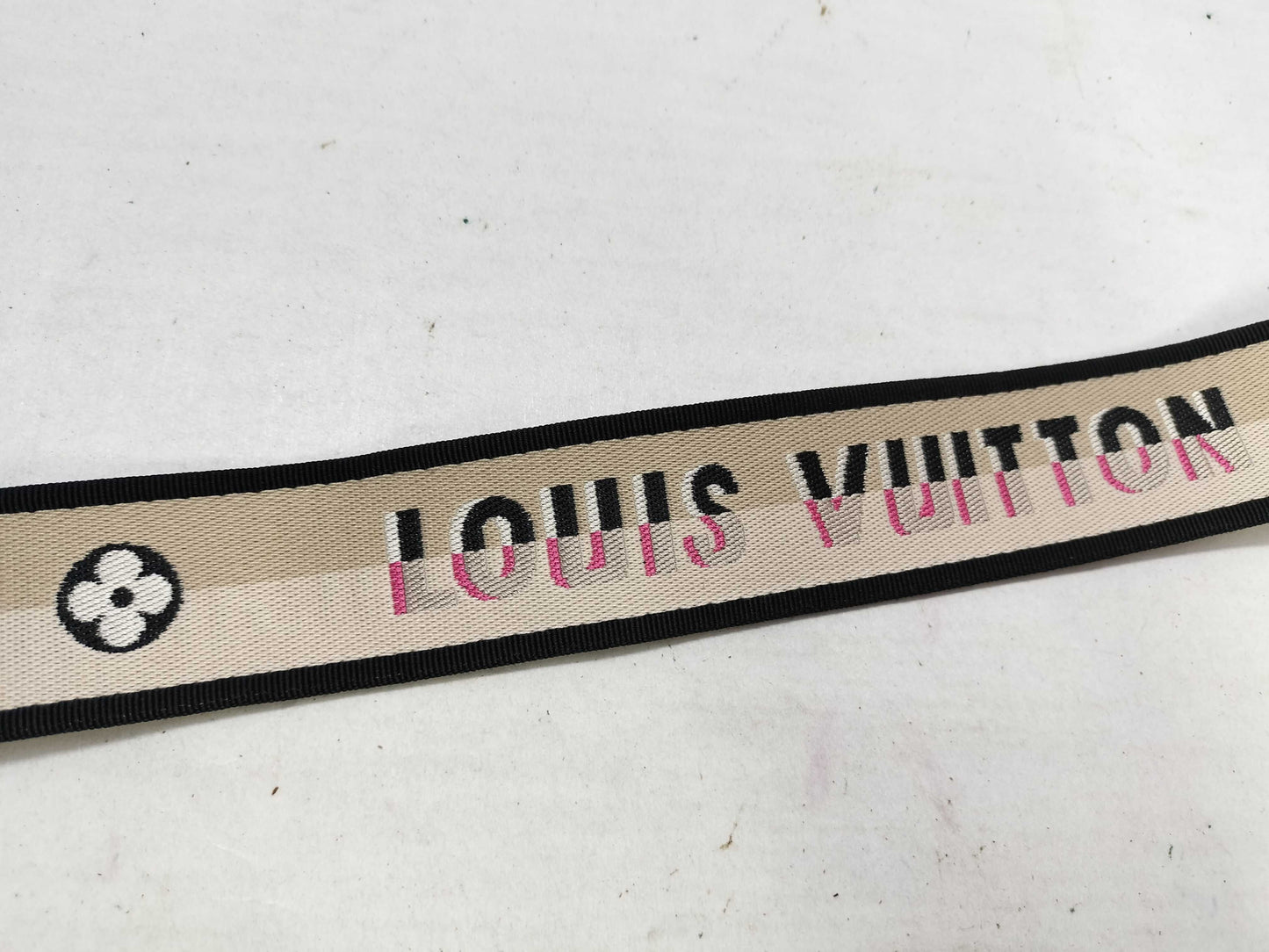 LOUIS VUITTON Signature Strap, Beige/Black/Pink, Signature Canvas, Gold Hardware, 95*4.5*.05cm Strap
