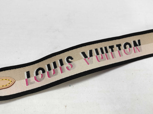 LOUIS VUITTON Signature Strap, Beige/Black/Pink, Signature Canvas, Gold Hardware, 95*4.5*.05cm Strap