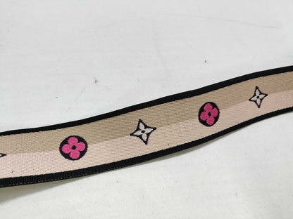 LOUIS VUITTON Signature Strap, Beige/Black/Pink, Signature Canvas, Gold Hardware, 95*4.5*.05cm Strap