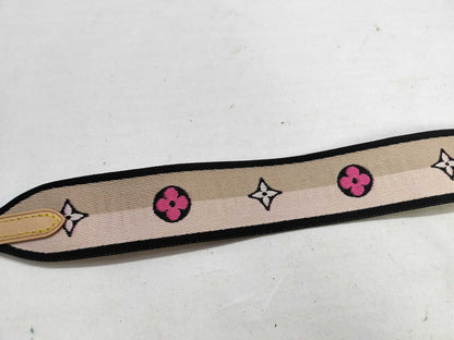 LOUIS VUITTON Signature Strap, Beige/Black/Pink, Signature Canvas, Gold Hardware, 95*4.5*.05cm Strap