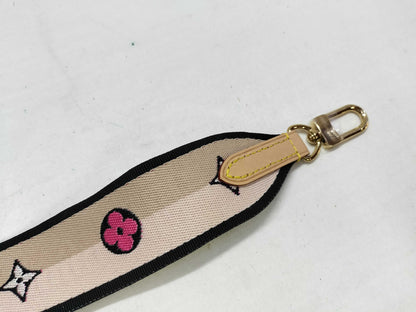 LOUIS VUITTON Signature Strap, Beige/Black/Pink, Signature Canvas, Gold Hardware, 95*4.5*.05cm Strap