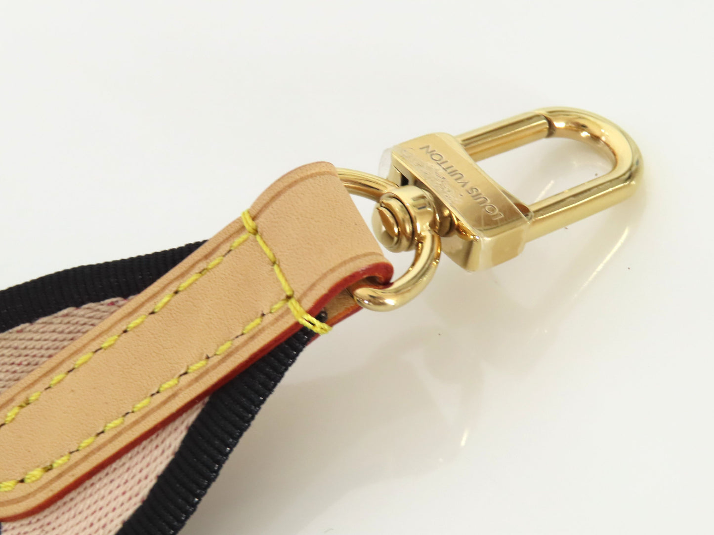 LOUIS VUITTON Signature Strap, Beige/Black/Pink, Signature Canvas, Gold Hardware, 95*4.5*.05cm Strap