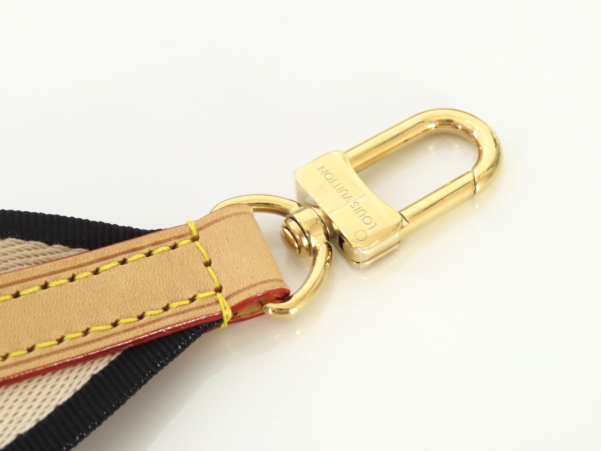 LOUIS VUITTON Signature Strap, Beige/Black/Pink, Signature Canvas, Gold Hardware, 95*4.5*.05cm Strap